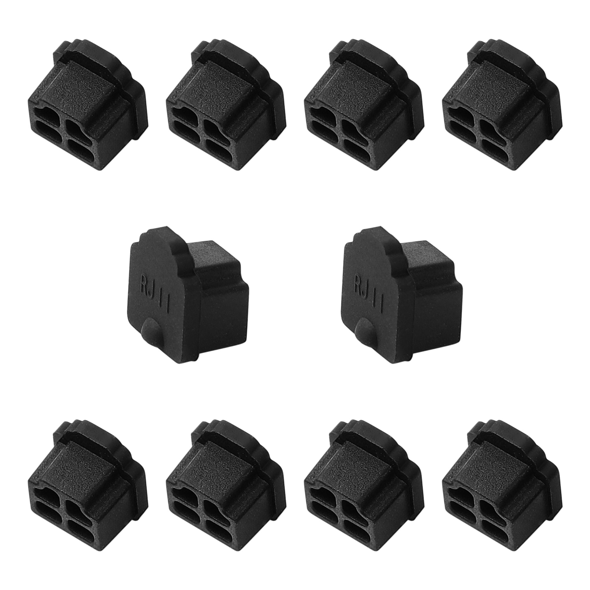 Black Rubber RJ11 Connector Port Anti Dust Cap Protector Cover 10 PCS