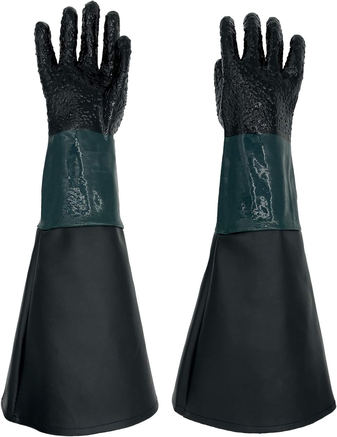 Black Rubber Sandblaster Gloves For Abrasive Blasting - Sand Blasting 