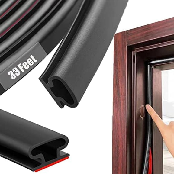 Black Rubber Weather Stripping Door Seal Strip, D Shape Door Weather Seal Strip, Self- Soundproofing Frame Insulation Tape for Doors Frame/Window Seal, Cold Drafts Noise