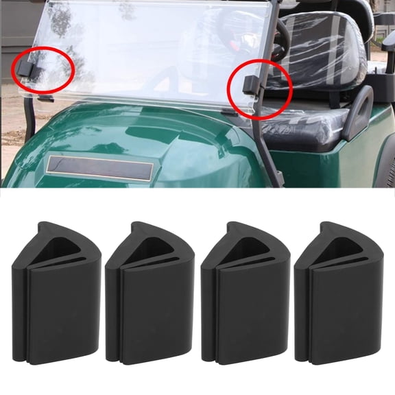 Black Rubber Windshield Retaining Clips for Club Car & EZGO Golf Carts - Set of 4