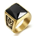 thumbnail image 1 of Womens Titanium Steel Ring Electroplated Geometric Inlaid Artificial Gem Ring Black Ruby Fashion American Ring, 1 of 4