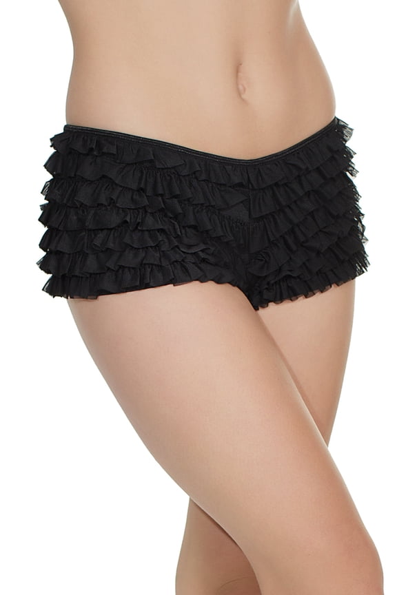 Black Ruffle Shorts W/ Back Bow Detail 114 Black