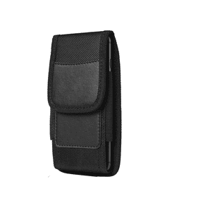 Black Rugged Vertical Nylon Case with Belt Loop, RFID Card Holder and Carabiner is Compatible with Lively Jitterbug Smart 4, Smart3 SmartPhone