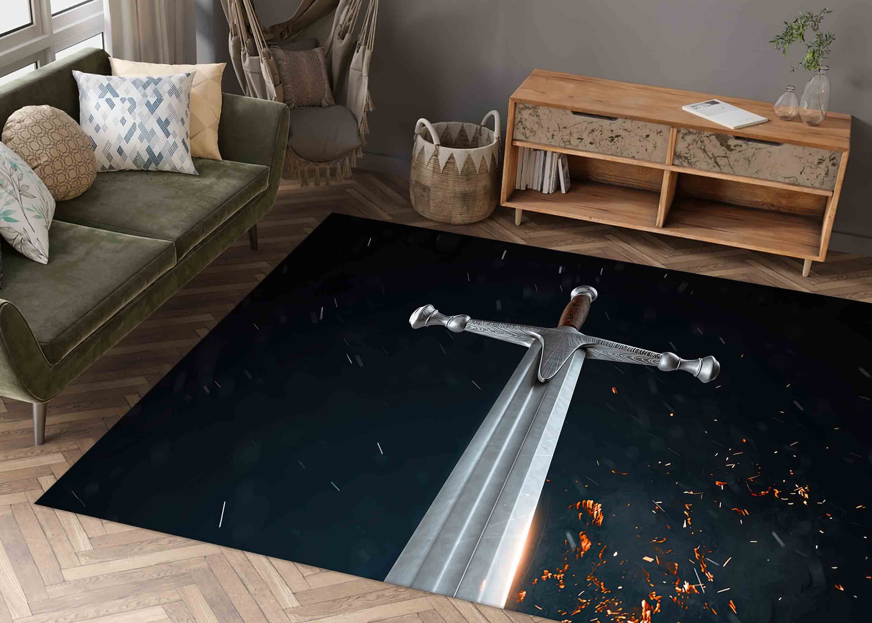 Black Rugs, Man Cave Rug, Modern Rugs, Customs Rug, Claymore Rugs