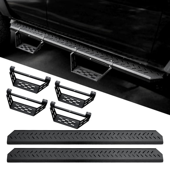 Black Running Boards Compatible with Ford Bronco 4 Door 2021 2022 2023 2024 (NOT Fit for Sport), Two Stairs Side Steps Fit for Bronco, Anti-Slip Drop Down Rock Sliders Step Bars