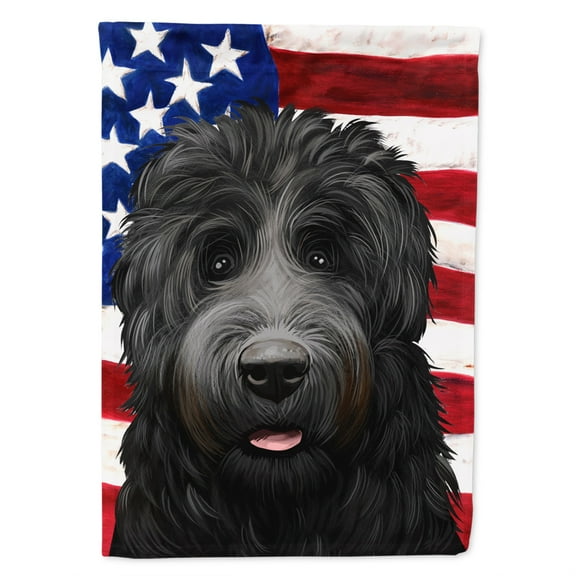 Black Russian Terrier American Flag Flag Canvas House Size
