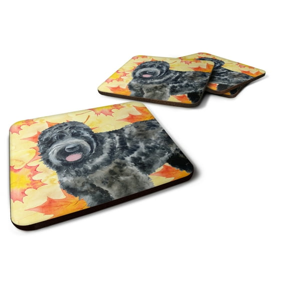 Black Russian Terrier Fall Foam Coaster Set of 4 Yellow