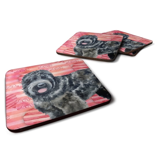Black Russian Terrier Love Foam Coaster Set of 4 Red