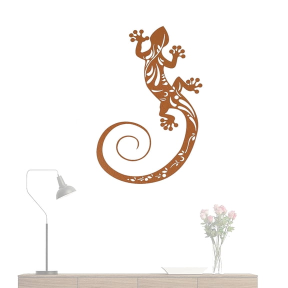 Black/Rust 2 Colors Available 3d Lizard Metal Wall Stickers Home Improvement Iron Artwork