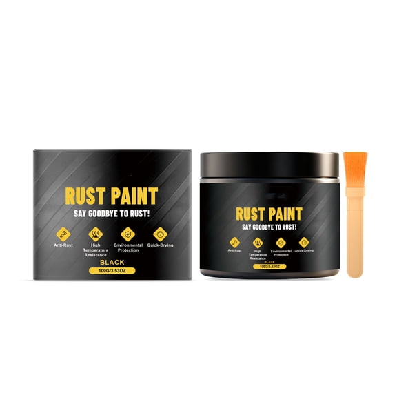 Black Rust Converter Paint For Metal Steel Iron Matte Finish Corrosion Protection 2 Pack 100g Each With Brushes