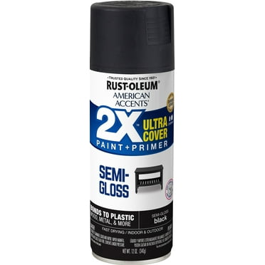 Black, Rust-Oleum American Accents 2X Ultra Cover, Semi-Gloss Spray Paint, 12 oz