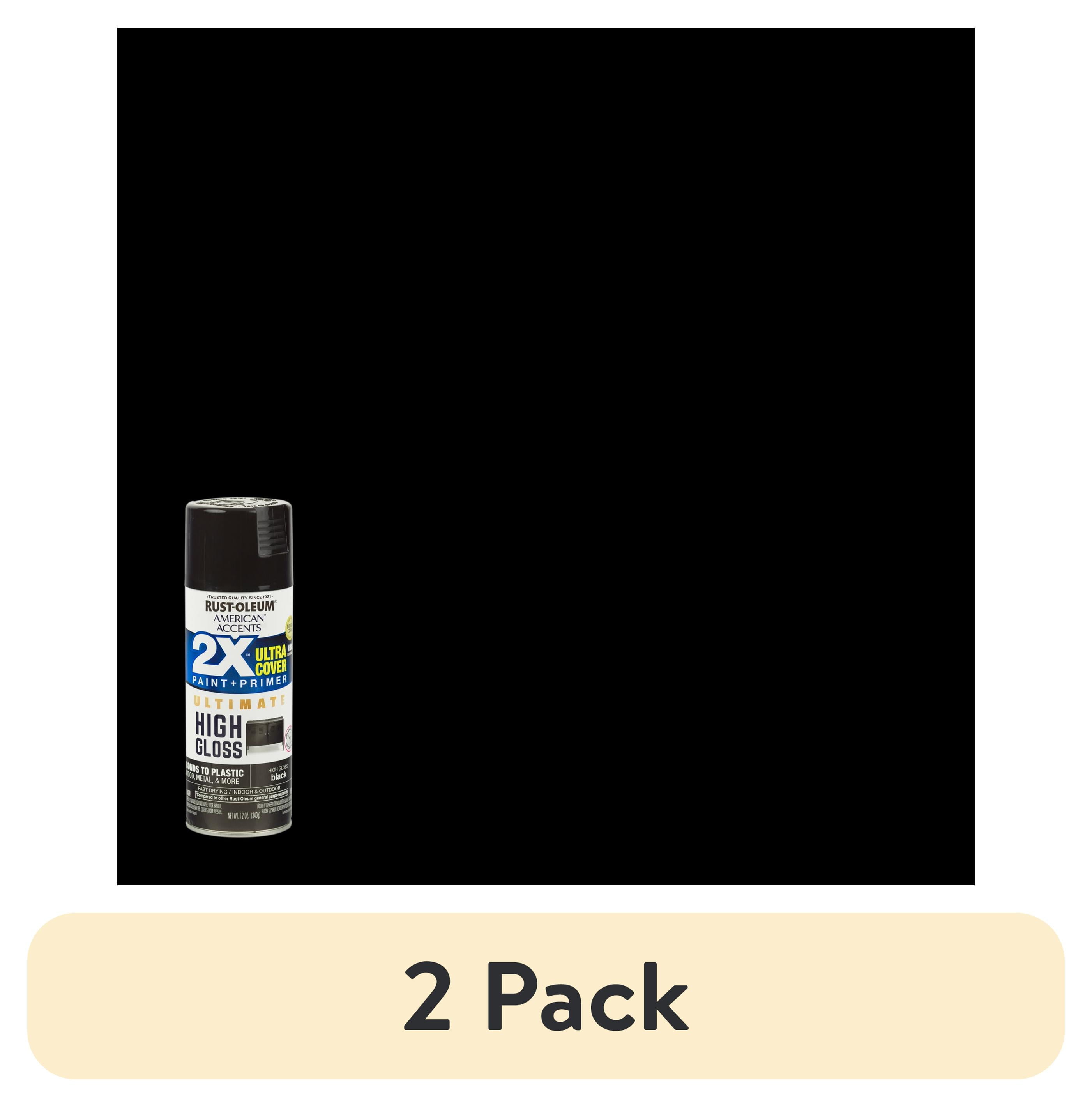 (2 pack) Black, Rust-Oleum American Accents 2X Ultra Cover Ultimate High Gloss Spray Paint-328374, 12 oz