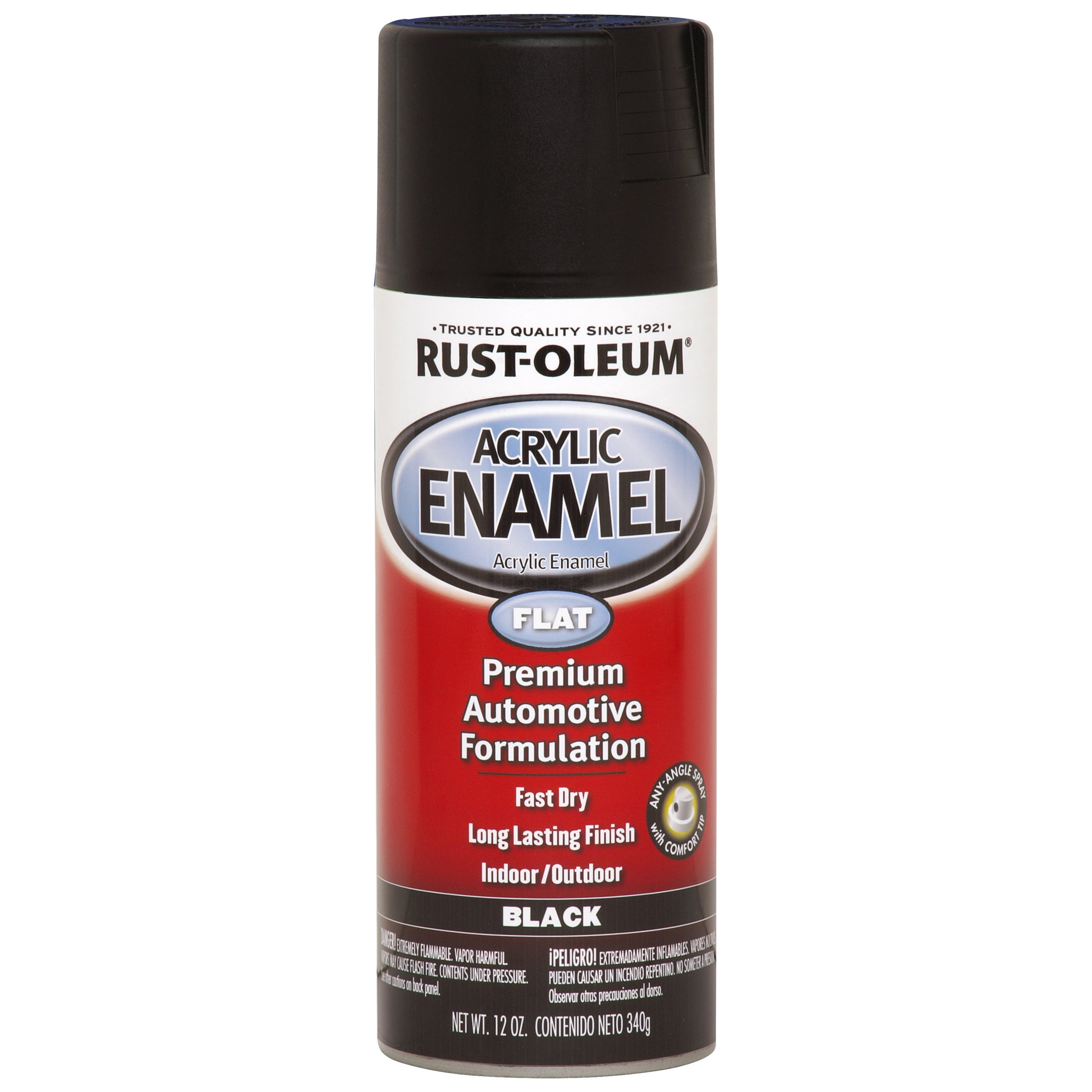 Black, Rust-Oleum Automotive Acrylic Enamel Flat Spray Paint-248647, 12 oz, 6 Pack