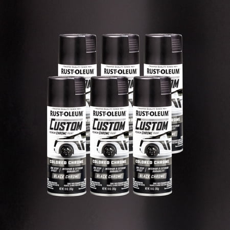 6 Pack, Black, Rust-Oleum Automotive Custom Chrome Gloss Spray Paint-343346, 10 oz