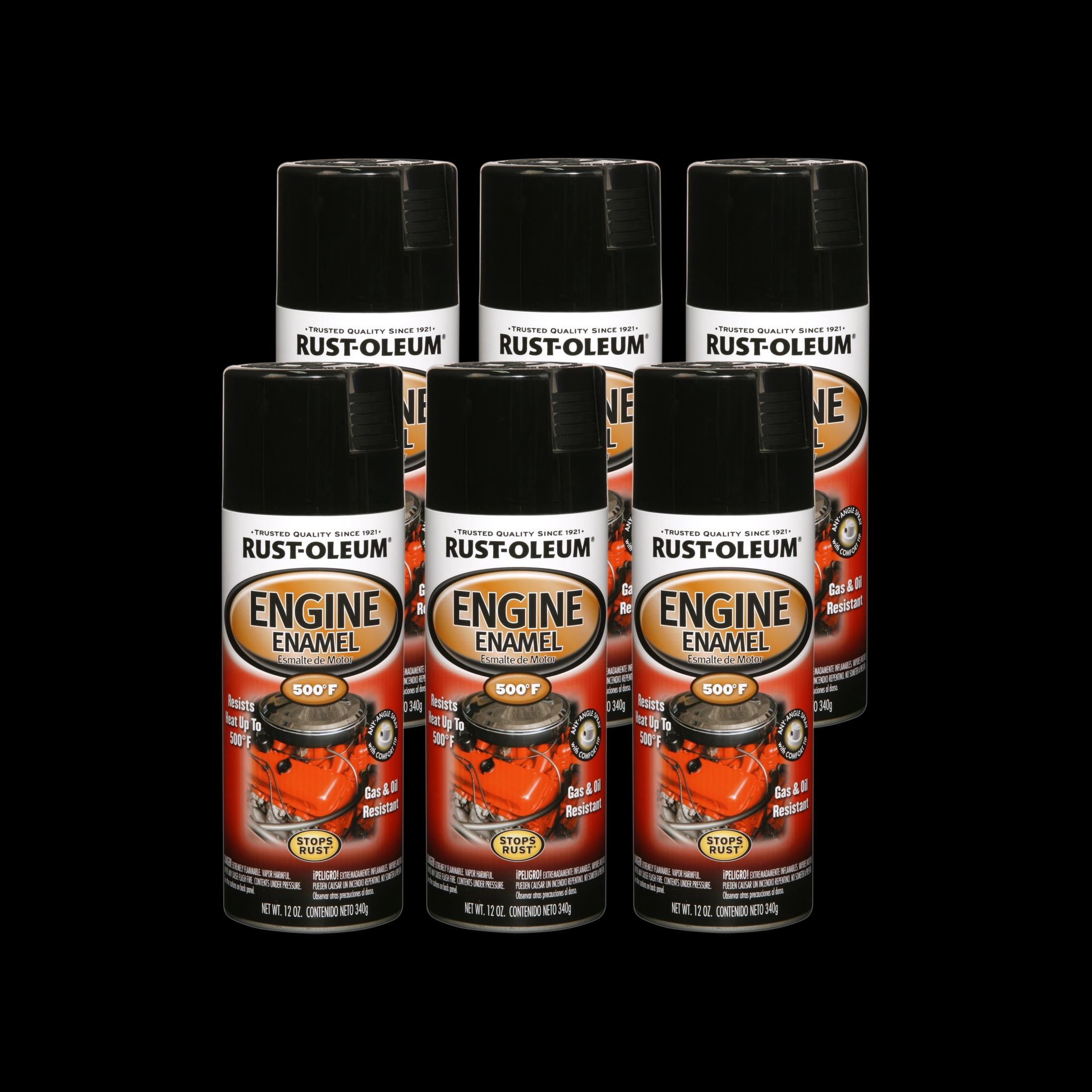 6 Pack, Black, Rust-Oleum Automotive Engine Enamel Gloss Spray