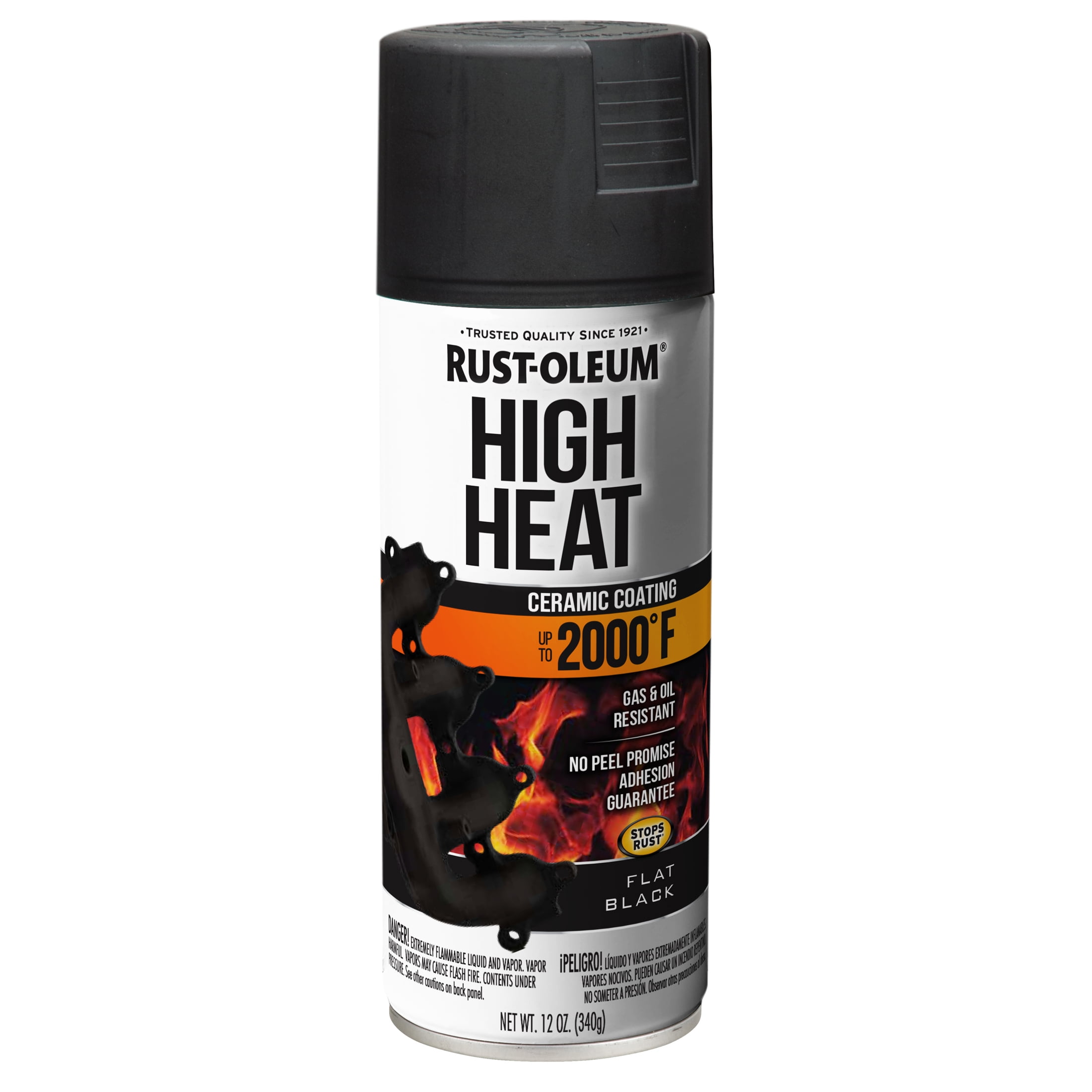 Black, Rust-Oleum Automotive High Heat Protective Enamel Flat Spray Paint-248903, 12 oz, 6 Pack