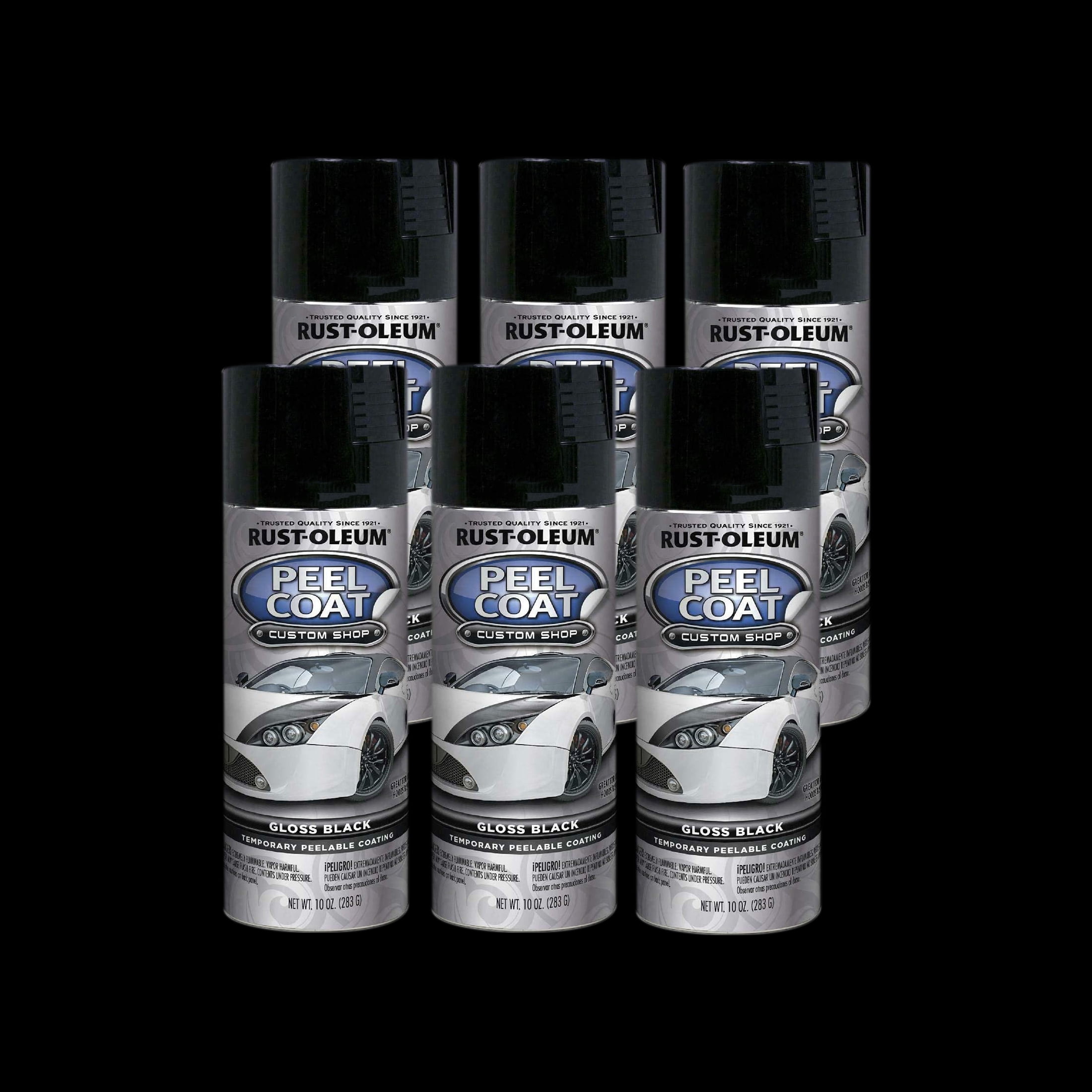 6 Pack, Black, Rust-Oleum Automotive Peel Coat Gloss Spray Paint-298102, 10 oz