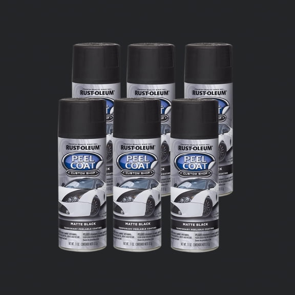 6 Pack, Black, Rust-Oleum Automotive Peel Coat Matte Spray Paint-276779, 11 oz