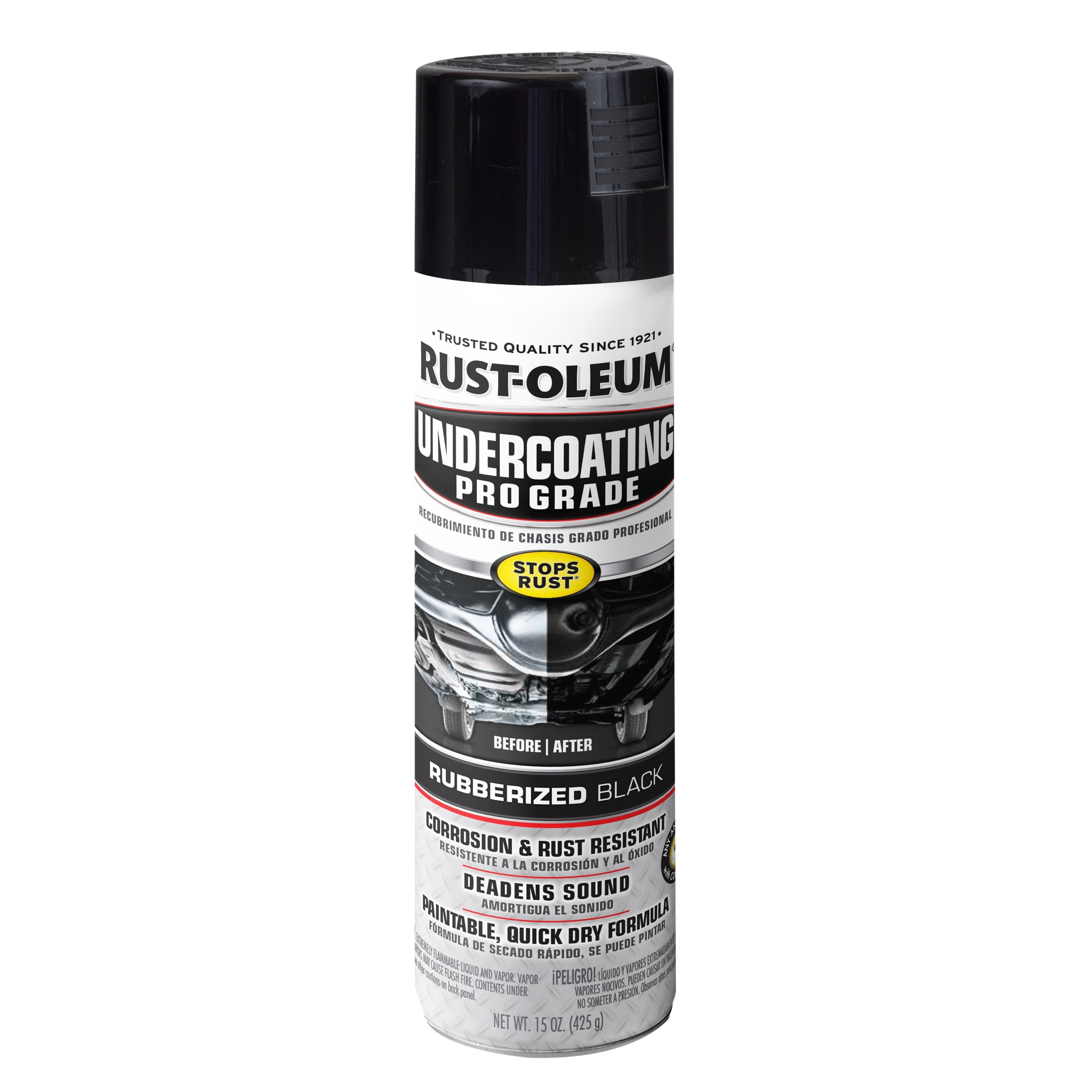 6 Pack, Black, Rust-Oleum Automotive Rubberized Undercoating Matte Spray Paint-248656, 15 oz
