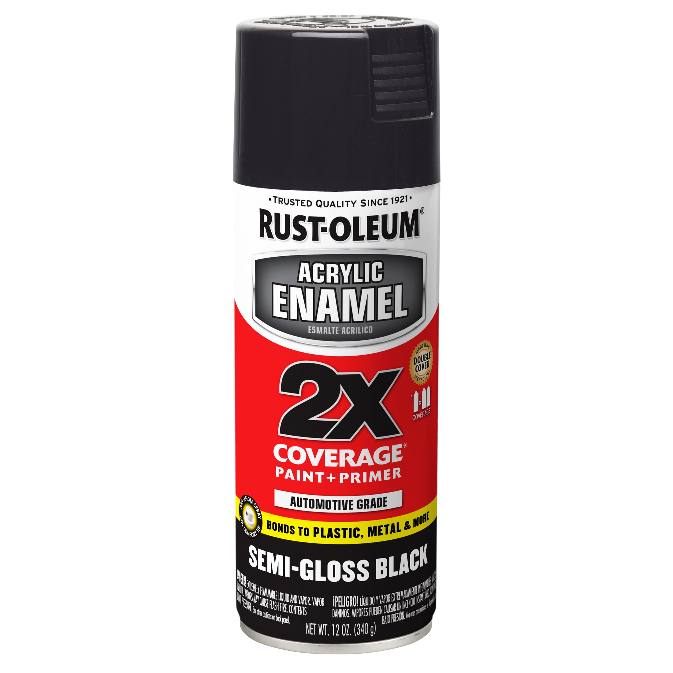 Black, Rust-Oleum Automotive Semi-Gloss Acrylic Enamel 2X Spray Paint-271915, 12 oz, 6 Pack