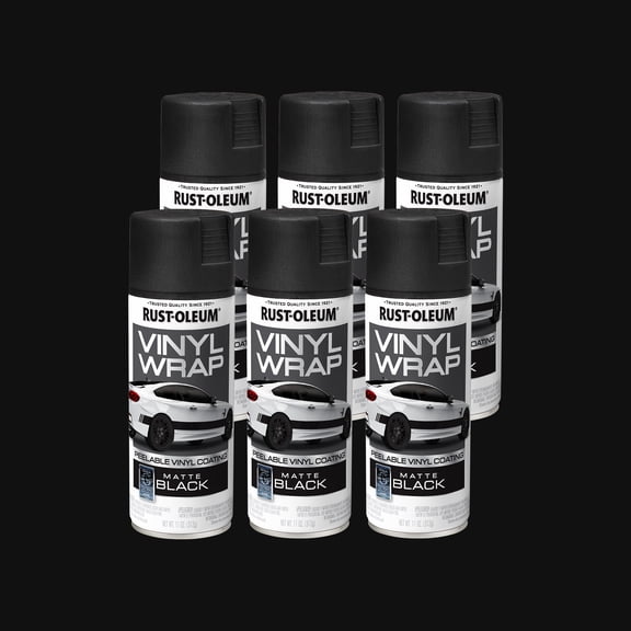 6 Pack, Black, Rust-Oleum Automotive Vinyl Wrap Matte Spray Paint-363545, 11 oz