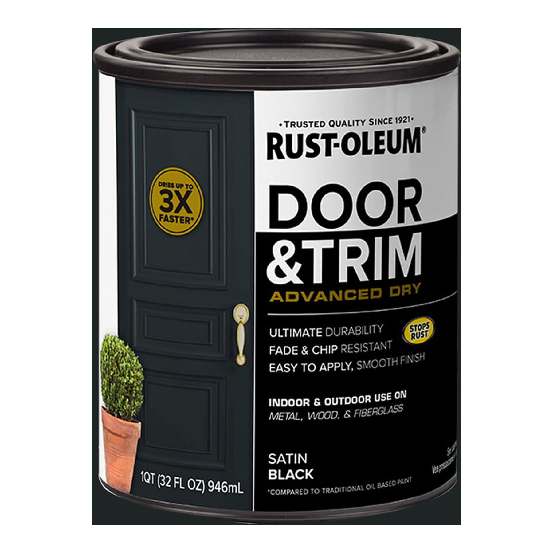 Black, RustOleum Door and Trim Paint Satin, Quart