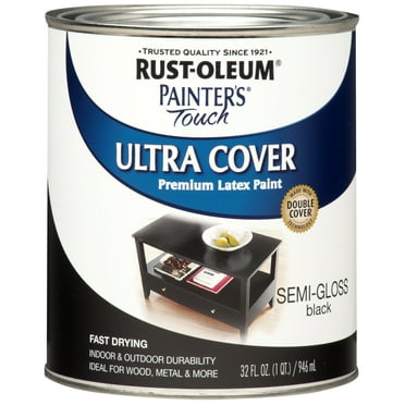 Black, Rust-Oleum Painter's Touch Ultra Cover Semi-Gloss, Quart, 2 Pack