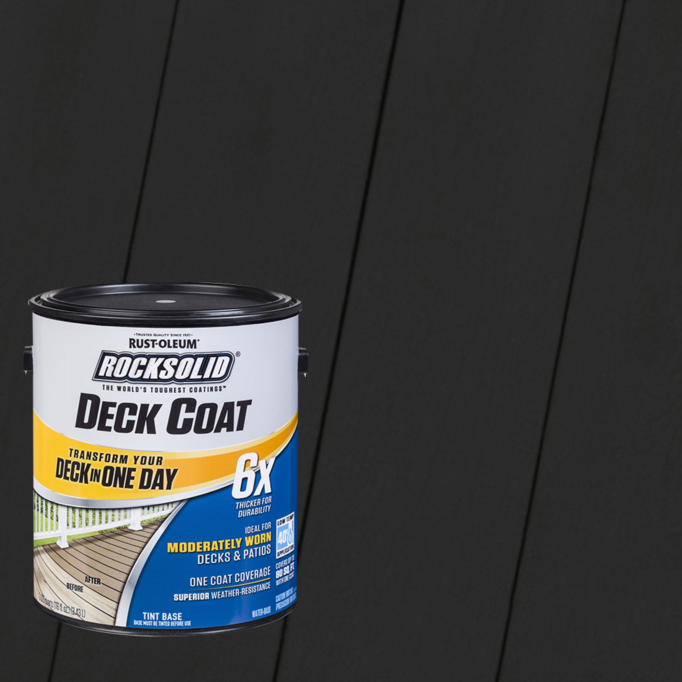Black, Rust-Oleum RockSolid 6X Exterior Wood Deck Coat-319616T, Gallon