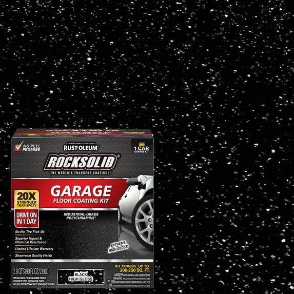 Black, Rust-Oleum RockSolid High-Gloss Polycuramine Garage Floor Coating Kit-318712 , 76 oz