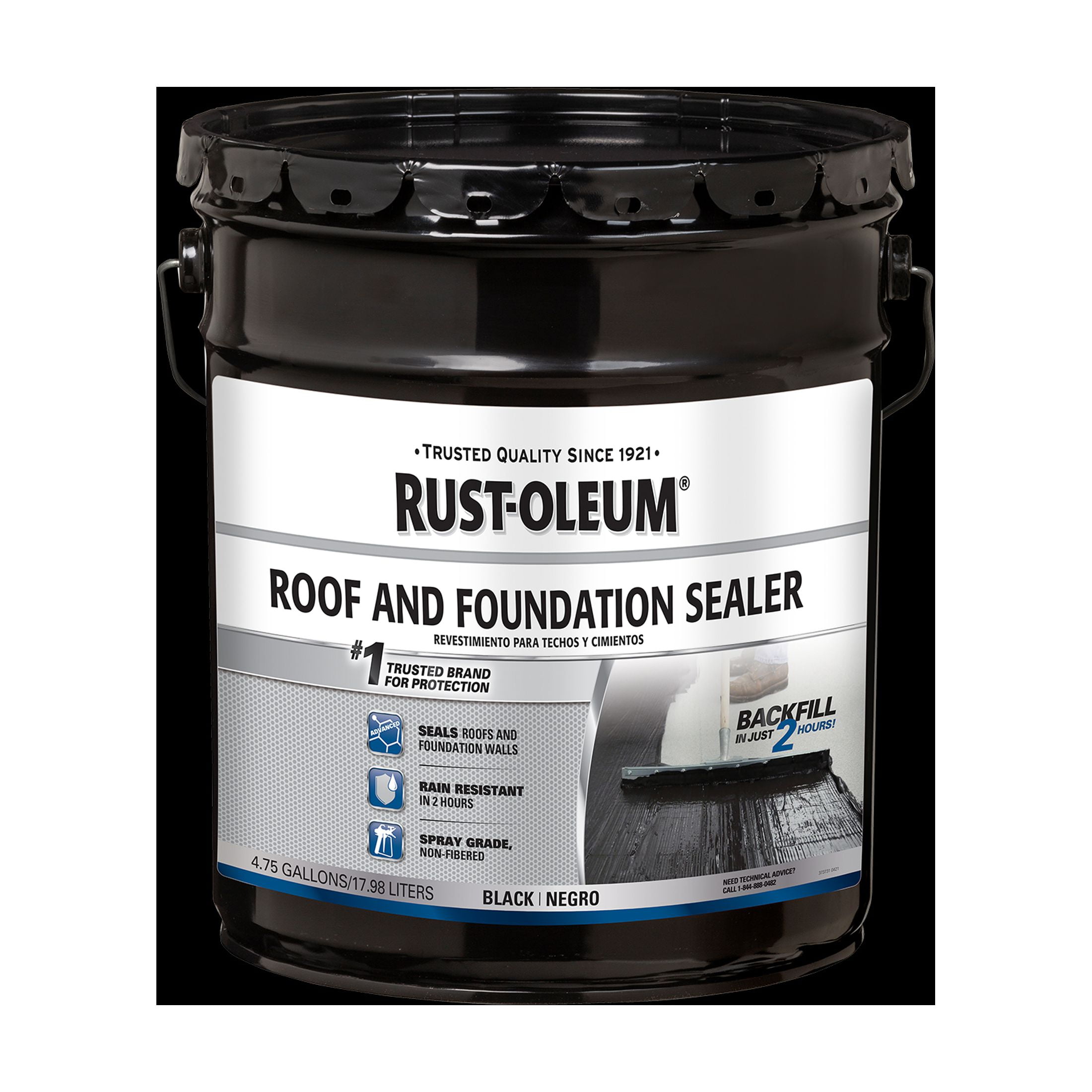 Black, Rust-Oleum Roof and Foundation Sealer - 347434, 4.75 Gallon- 1 Pack