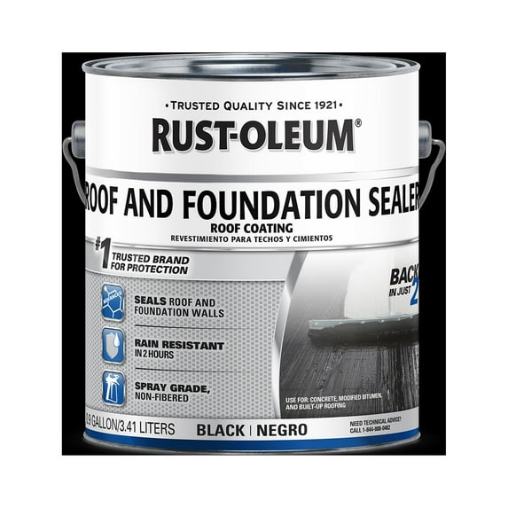 2 Pack, Black, Rust-Oleum Roof and Foundation Sealer - 380598, 0.9 Gallon