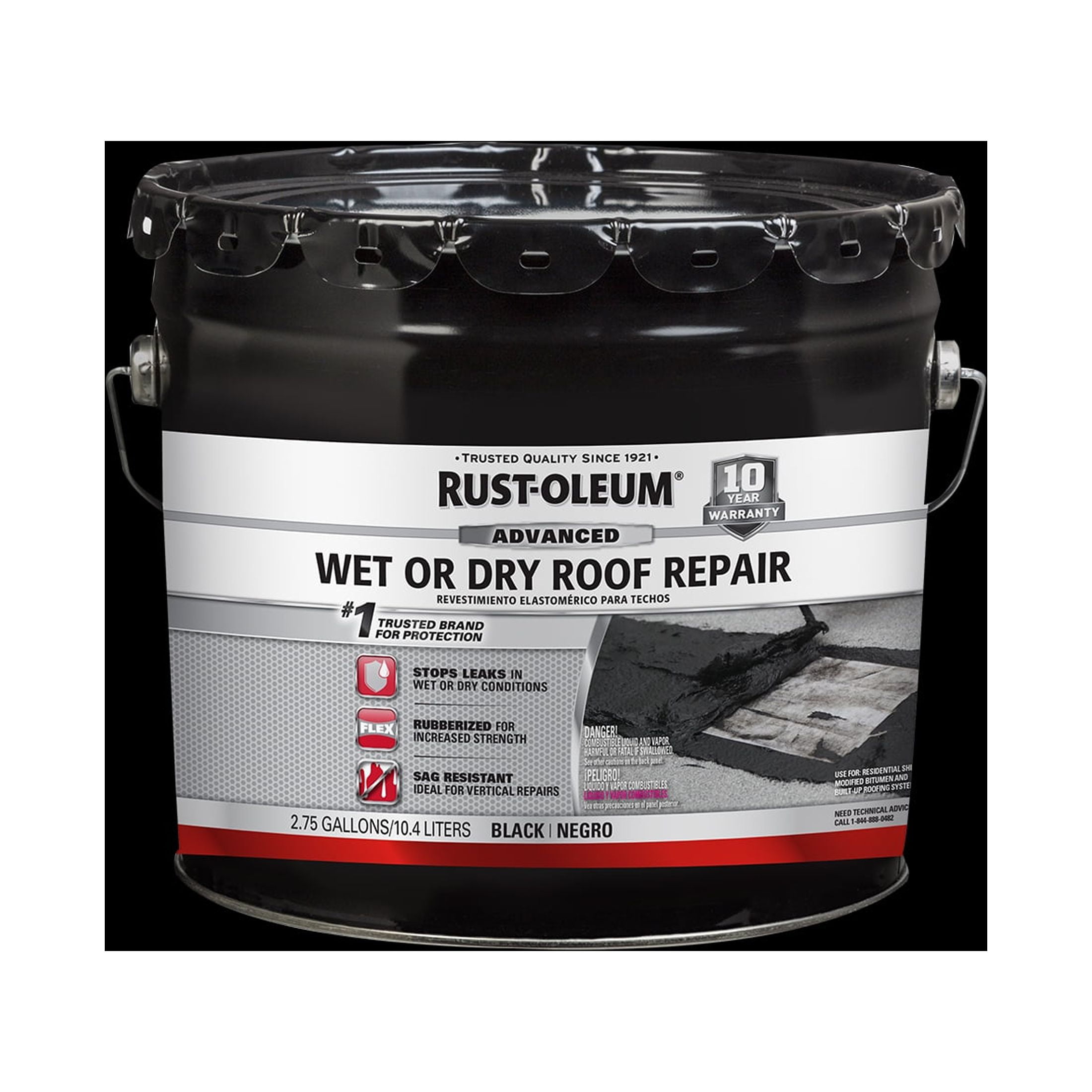 Black, RustOleum Roofing Advanced Wet or Dry Roof Repair Cement