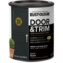 Black, Rust-Oleum Satin Door and Trim Paint-369383, Quart