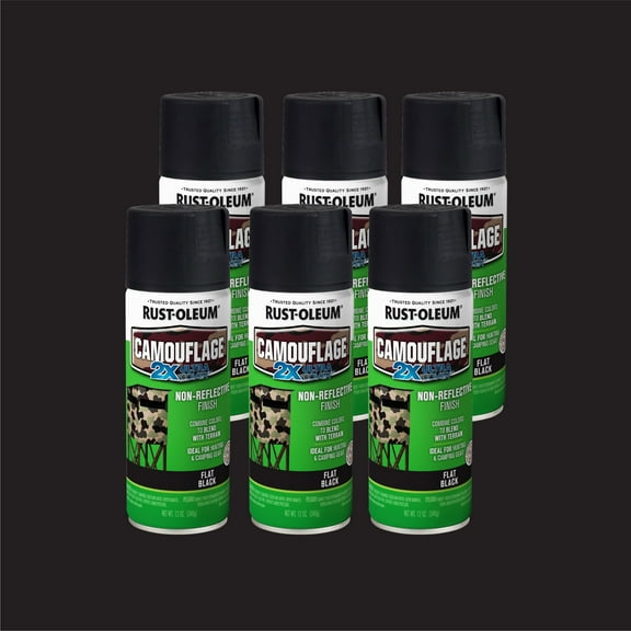 6 Pack, Black, Rust-Oleum Specialty Camouflage Spray Paint-279179, 12 oz