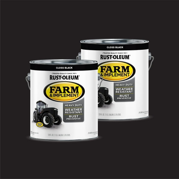 2 Pack, Black, Rust-Oleum Specialty Gloss Farm and Implement Paint-280165, 1 gal
