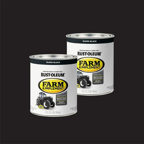 2 Pack, Black, Rust-Oleum Specialty Gloss Farm and Implement Paint-280104, 1 qt