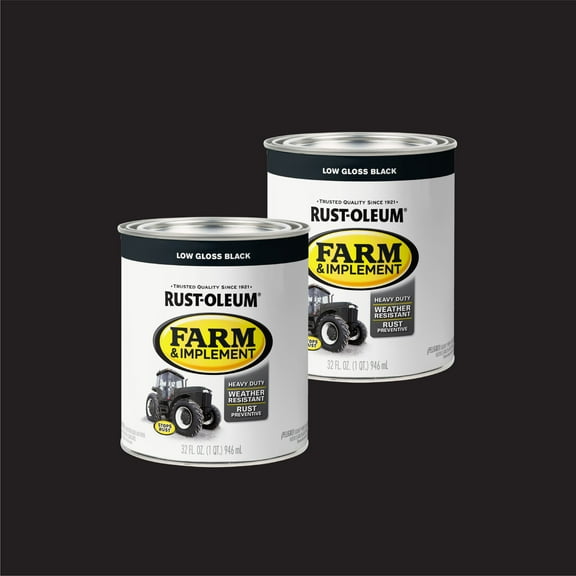 2 Pack, Black, Rust-Oleum Specialty Low-Gloss Farm and Implement Paint-280107, 1 qt