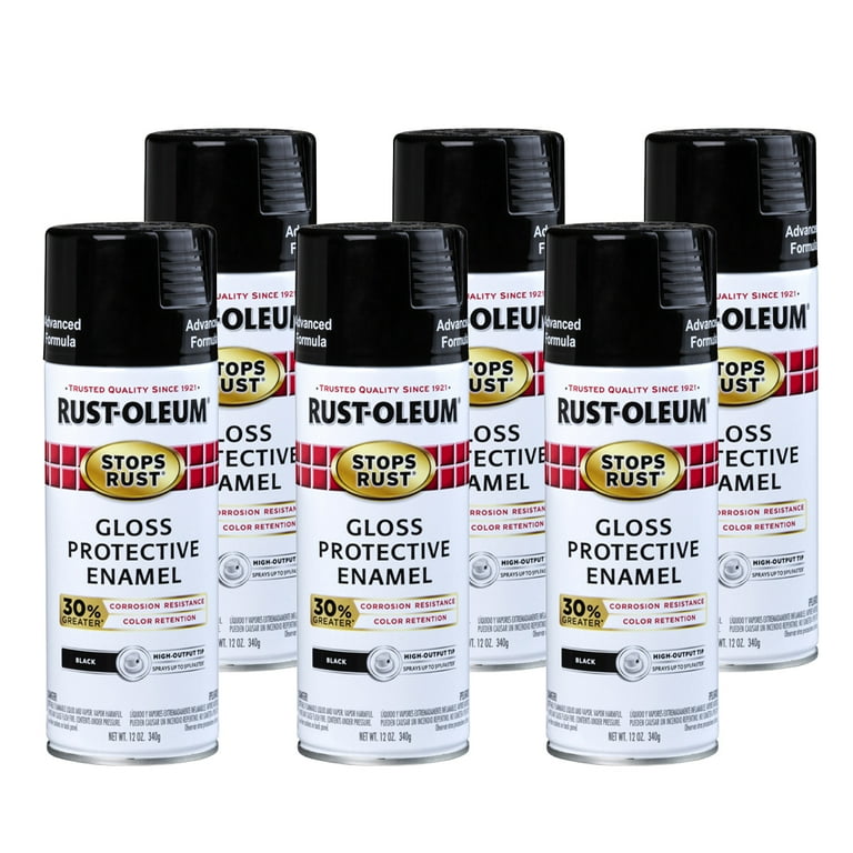 Rust-Oleum Stops Rust 12 oz. Protective Enamel Gloss Black Spray Paint (6-pack)