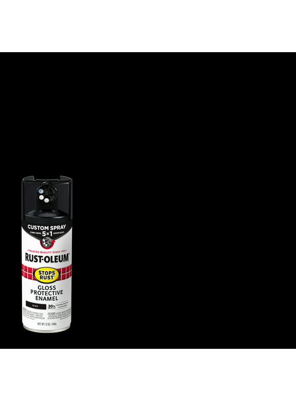 Black, Rust-Oleum Stops Rust Custom Sprays 5 in 1 Gloss Spray Paint- 12 oz, 376884