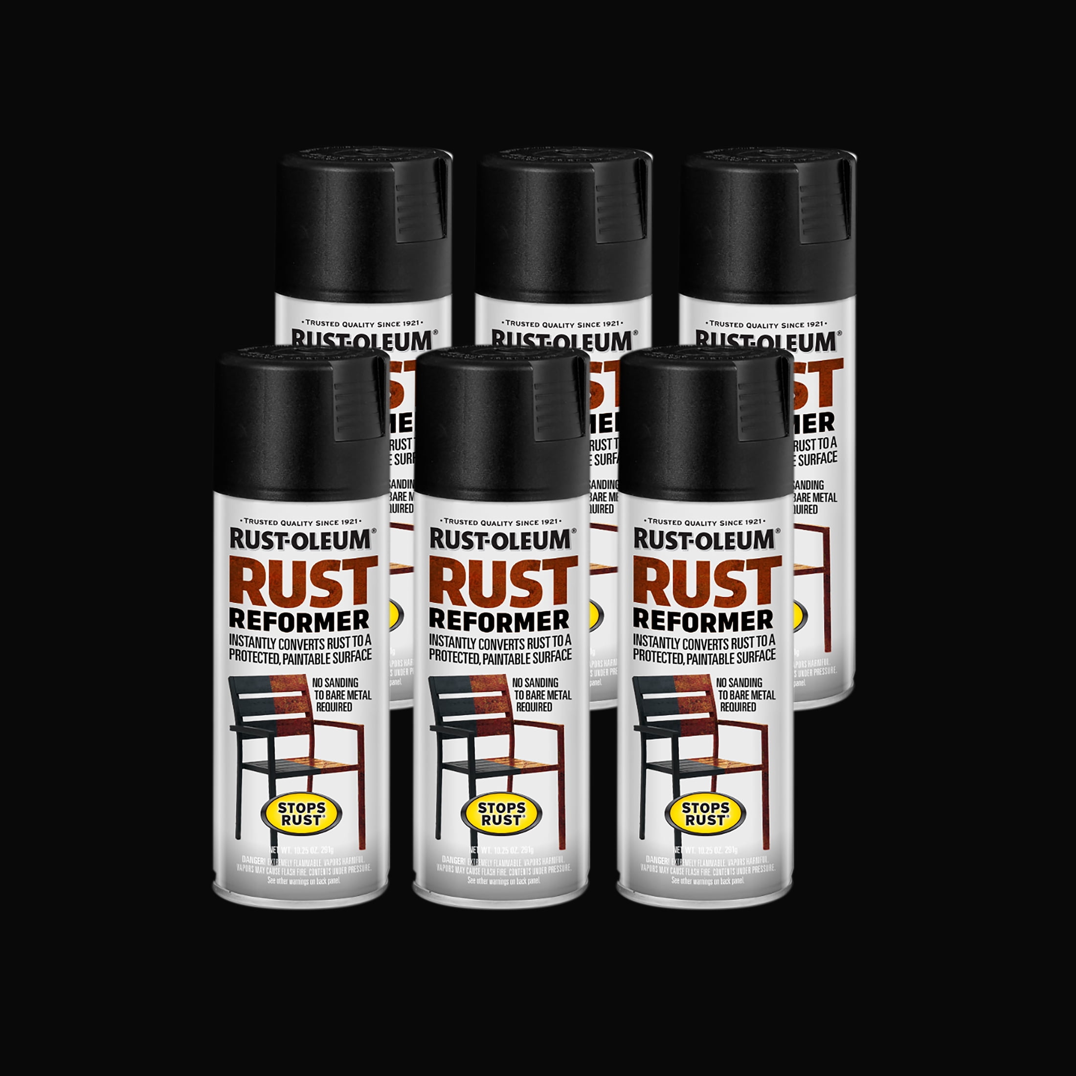 Stop Rust Walker Black, Rust-Oleum Stops Rust Flat Rust Reformer-215215, 10.25 oz, 6 ...