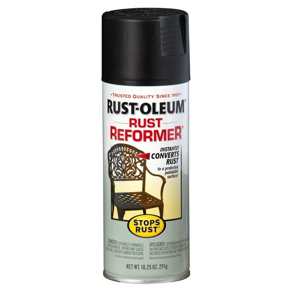 Black, Rust-Oleum Stops Rust Flat Rust Reformer Spray Paint- 215215, 10.25 oz