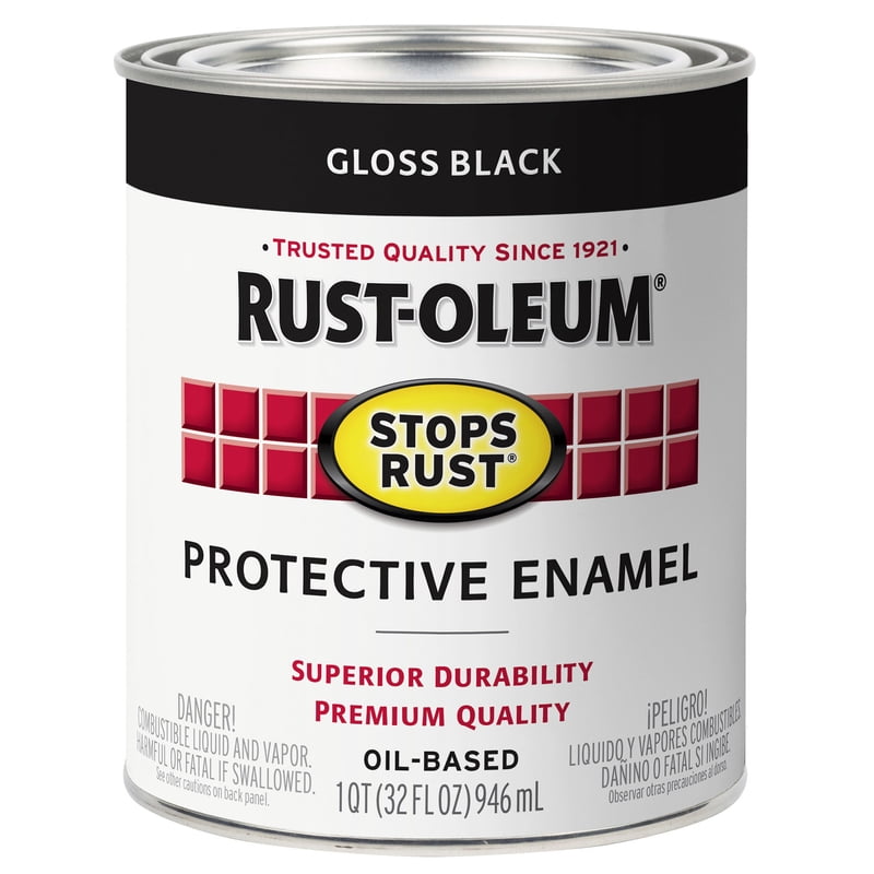 Black, Rust-Oleum Stops Rust Gloss Protective Enamel- 7779502, Quart