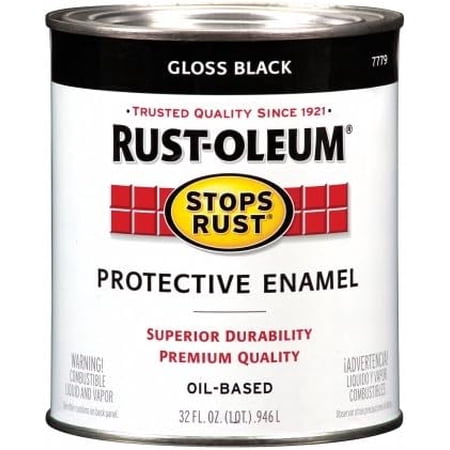 Black, Rust-Oleum Stops Rust Gloss Protective Enamel- 7779502, Quart
