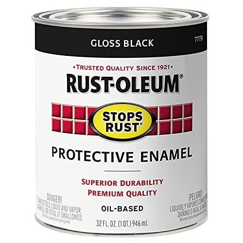 Black, Rust-Oleum Stops Rust Gloss Protective Enamel- 7779502, Quart