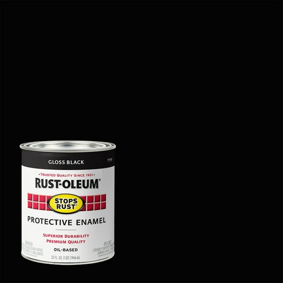 2 Pack, Black, Rust-Oleum Stops Rust Gloss Protective Enamel- 7779502, Quart