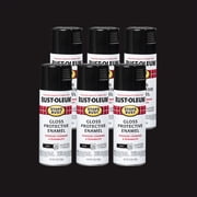 Black, Rust-Oleum Stops Rust Gloss Protective Enamel Spray Paint, 12 oz, 6 Pack