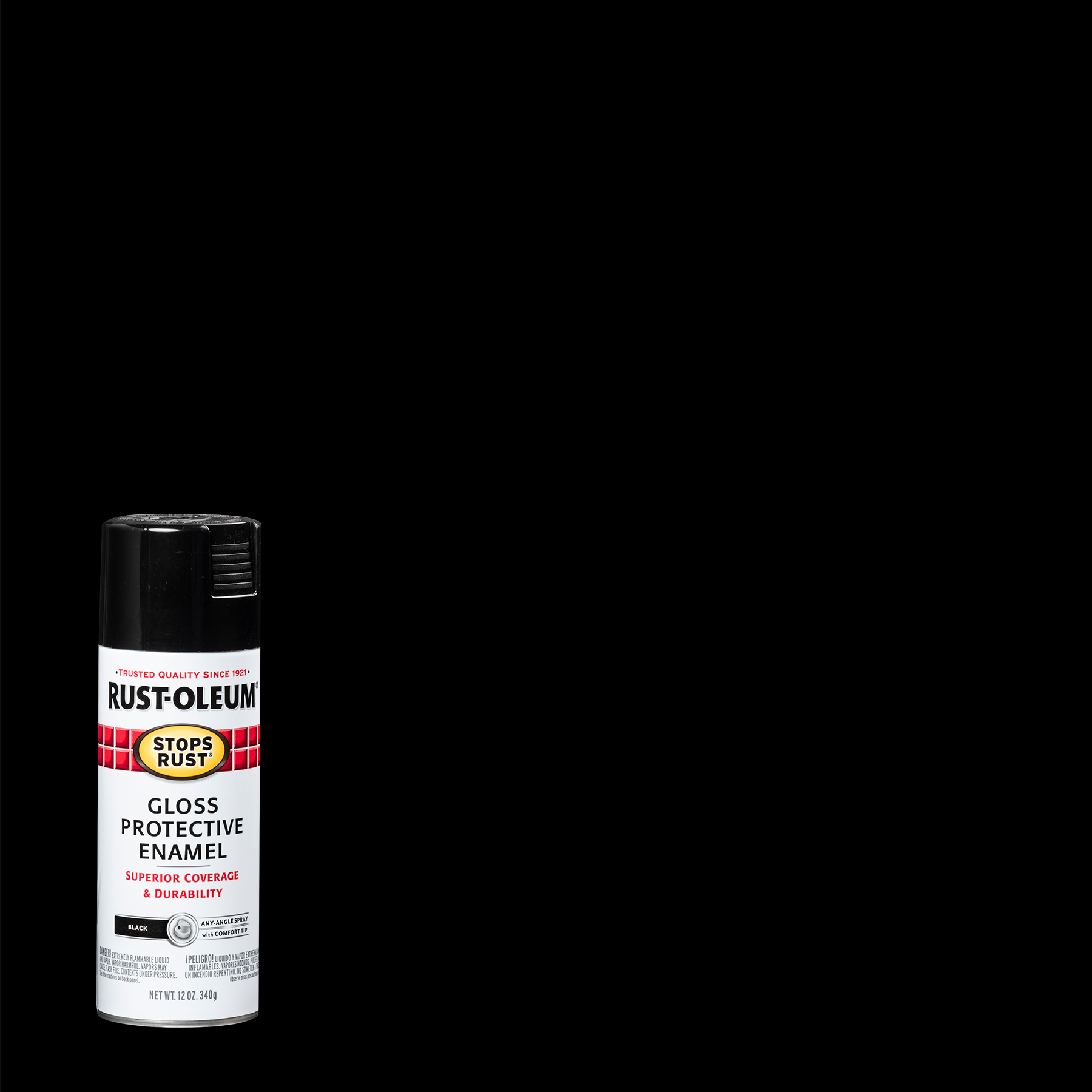 Black, Rust-Oleum Stops Rust Gloss Protective Enamel Spray Paint-7779830, 12 oz - image 1 of 15
