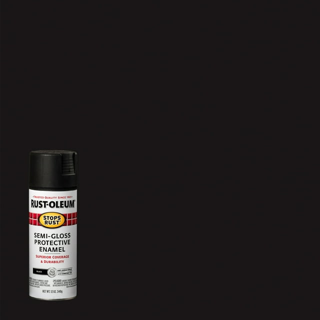 Black, RustOleum Stops Rust SemiGloss Protective Enamel Spray Paint