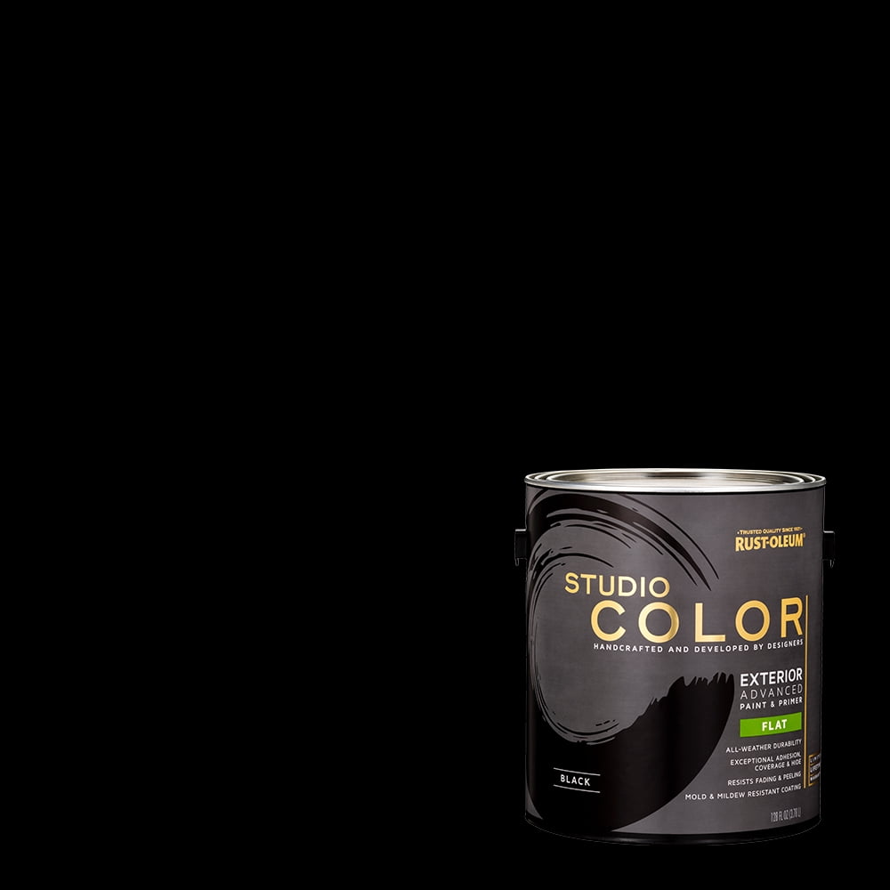 Black, Rust-Oleum Studio Color Paint + Primer Exterior Flat, Gallon, 2 Pack