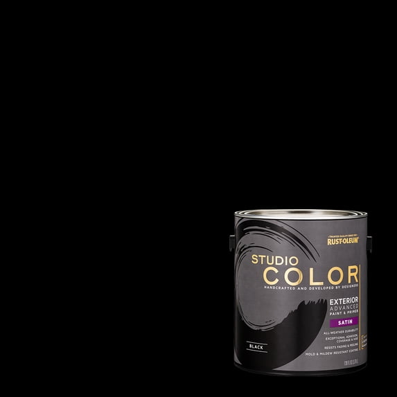 Black, Rust-Oleum Studio Color Paint + Primer Exterior Satin, Gallon, 2 Pack